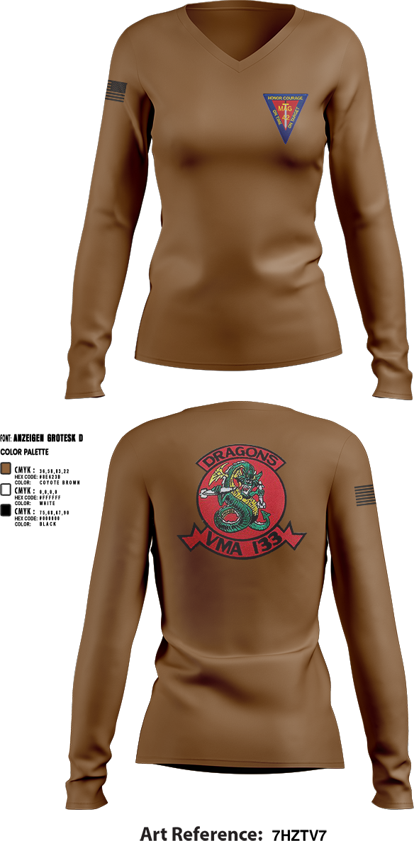 Womens Long Sleeve Vneck Shirt, MAG-42 VMA-133, , Teamtime, Team time, sublimation, custom sports apparel, team uniforms, spirit wear, spiritwear, sports uniforms, custom shirts, team store, custom team store, fundraiser sports, apparel fundraiser