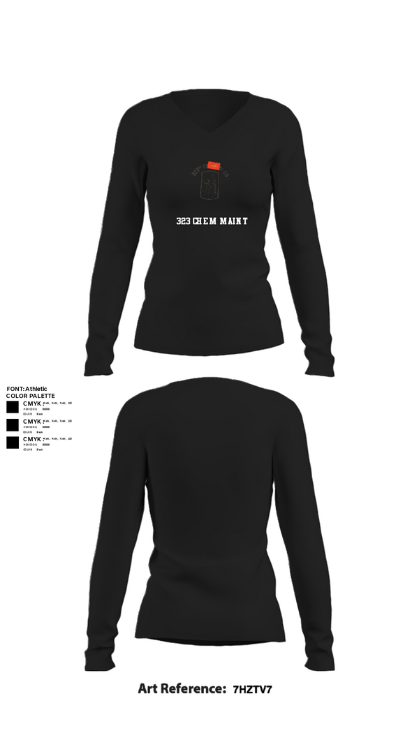 Women's Long Sleeve Vneck Shirt, 323 chem maint, Army, Teamtime, Team time, sublimation, custom sports apparel, team uniforms, spirit wear, spiritwear, sports uniforms, custom shirts, team store, custom team store, fundraiser sports, apparel fundraiser