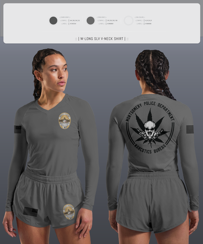 NARCOTICS BUREAU Women's Long Sleeve V-neck Shirt - 2