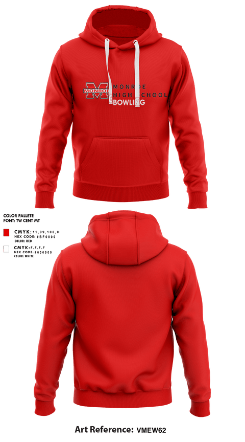 Hoodie, Monroe High School Bowling, Bowling, Teamtime, Team time, sublimation, custom sports apparel, team uniforms, spirit wear, spiritwear, sports uniforms, custom shirts, team store, custom team store, fundraiser sports, apparel fundraiser