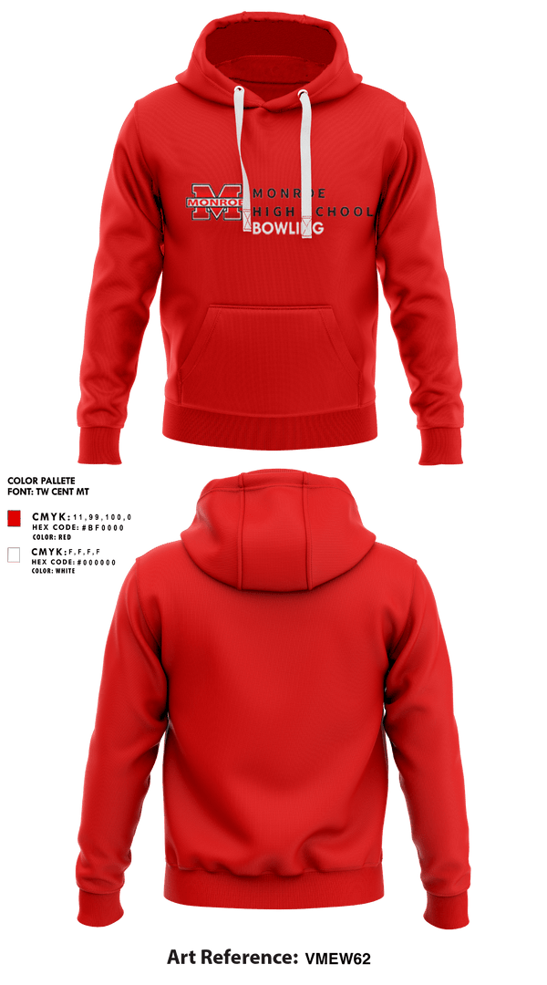 Hoodie, Monroe High School Bowling, Bowling, Teamtime, Team time, sublimation, custom sports apparel, team uniforms, spirit wear, spiritwear, sports uniforms, custom shirts, team store, custom team store, fundraiser sports, apparel fundraiser