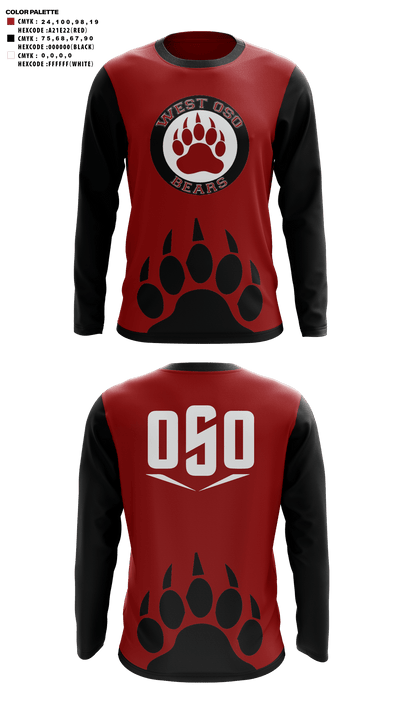 West Oso High School Cheer 34126065 Long Sleeve Performance Shirt - 41