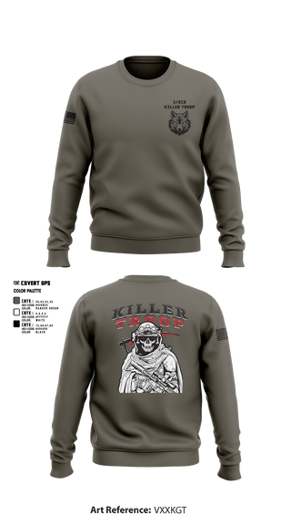 Crew Neck Sweatshirt, 3/2CR Killer Troop, Army, Teamtime, Team time, sublimation, custom sports apparel, team uniforms, spirit wear, spiritwear, sports uniforms, custom shirts, team store, custom team store, fundraiser sports, apparel fundraiser