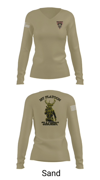 Womens Long Sleeve Vneck Shirt, MFRC, Army, Teamtime, Team time, sublimation, custom sports apparel, team uniforms, spirit wear, spiritwear, sports uniforms, custom shirts, team store, custom team store, fundraiser sports, apparel fundraiser
