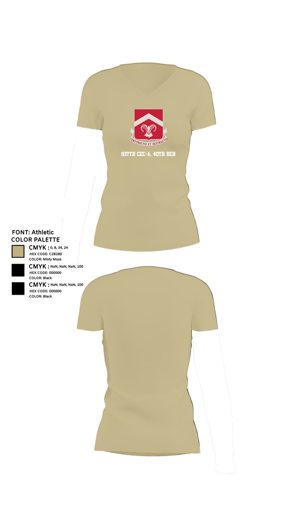 Womens Short Sleeve Vneck Shirt, 937th CEC-A, 40th BEB, Army, Teamtime, Team time, sublimation, custom sports apparel, team uniforms, spirit wear, spiritwear, sports uniforms, custom shirts, team store, custom team store, fundraiser sports, apparel fundraiser