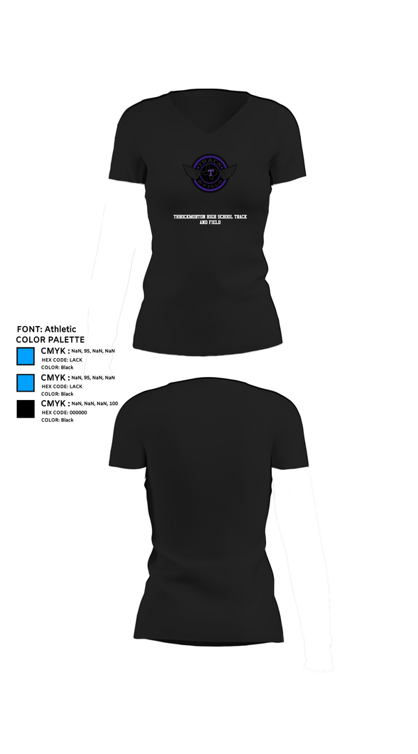 Womens Short Sleeve Vneck Shirt, Throckmorton High School Track and Field, Track & Field, Teamtime, Team time, sublimation, custom sports apparel, team uniforms, spirit wear, spiritwear, sports uniforms, custom shirts, team store, custom team store, fundraiser sports, apparel fundraiser