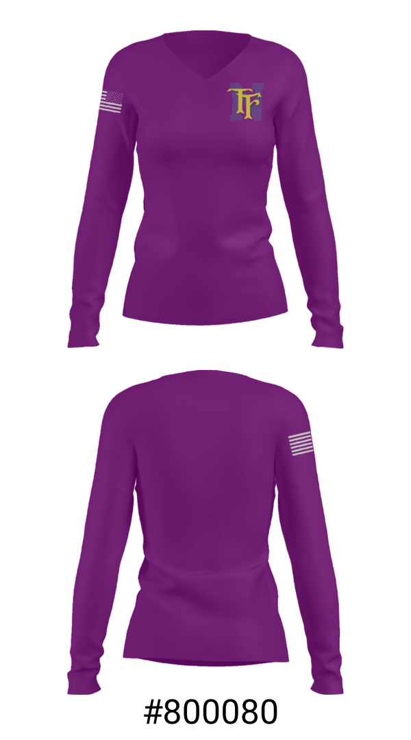 Women's Long Sleeve Vneck Shirt, Thornton Fractional North High School Track, Track & Field, Teamtime, Team time, sublimation, custom sports apparel, team uniforms, spirit wear, spiritwear, sports uniforms, custom shirts, team store, custom team store, fundraiser sports, apparel fundraiser