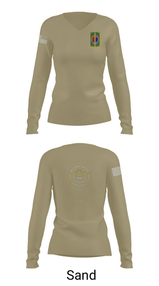 Women's Long Sleeve Vneck Shirt, 142ND MILITARY POLICE, Army, Teamtime, Team time, sublimation, custom sports apparel, team uniforms, spirit wear, spiritwear, sports uniforms, custom shirts, team store, custom team store, fundraiser sports, apparel fundraiser