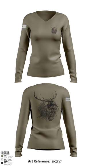 Women's Long Sleeve Vneck Shirt, 1-1871-187 ABU, Army, Teamtime, Team time, sublimation, custom sports apparel, team uniforms, spirit wear, spiritwear, sports uniforms, custom shirts, team store, custom team store, fundraiser sports, apparel fundraiser