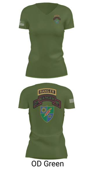 Women's Short Sleeve Vneck Shirt, 2nd Battalion 75th Ranger Regiment, , Teamtime, Team time, sublimation, custom sports apparel, team uniforms, spirit wear, spiritwear, sports uniforms, custom shirts, team store, custom team store, fundraiser sports, apparel fundraiser