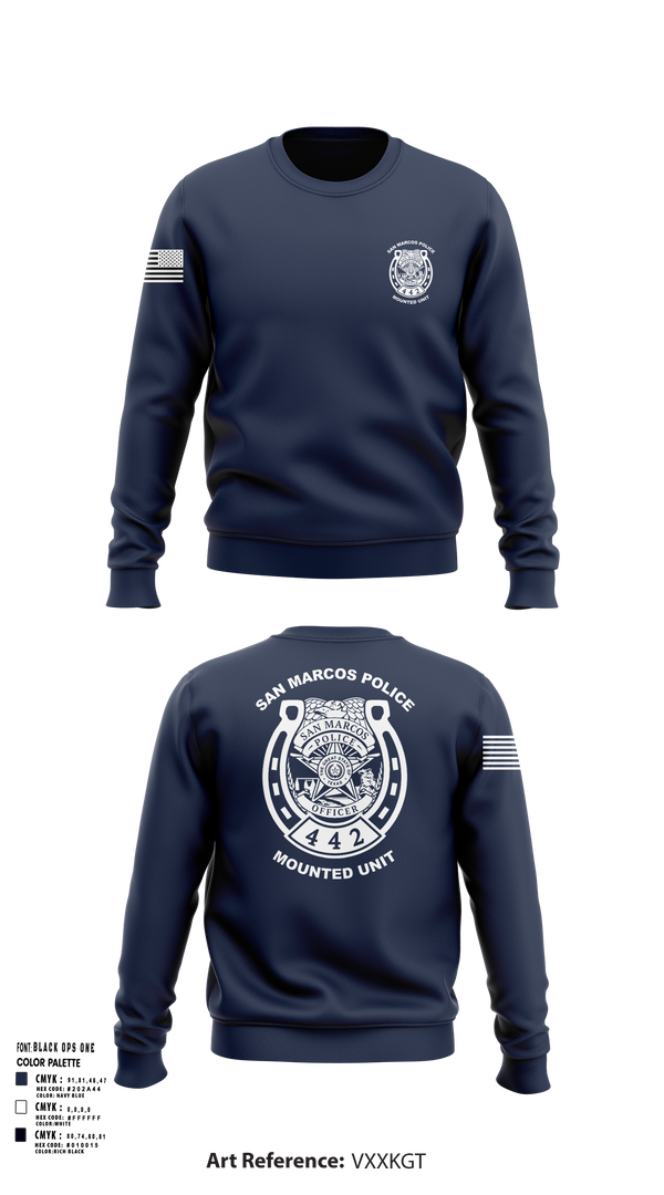 Crew Neck Sweatshirt, San Marcos Police Mounted Unit, , Teamtime, Team time, sublimation, custom sports apparel, team uniforms, spirit wear, spiritwear, sports uniforms, custom shirts, team store, custom team store, fundraiser sports, apparel fundraiser