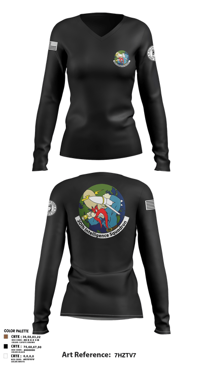 20th Intelligence Squadron 35709340 Women's Long Sleeve V-neck Shirt - 3