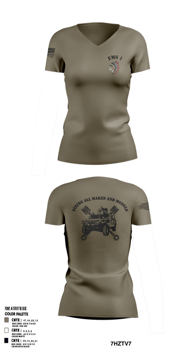FMS 1, OKARNG 20204603 Women's Short Sleeve V-neck Shirt - 2