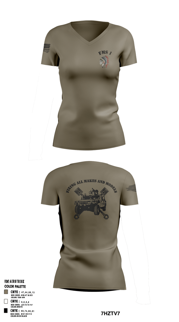 Womens Short Sleeve Vneck Shirt, FMS 1, OKARNG, , Teamtime, Team time, sublimation, custom sports apparel, team uniforms, spirit wear, spiritwear, sports uniforms, custom shirts, team store, custom team store, fundraiser sports, apparel fundraiser