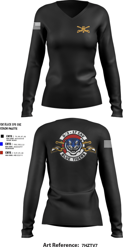 Delta Troop 3-17 CAV 34890879 Women's Long Sleeve V-neck Shirt - 20