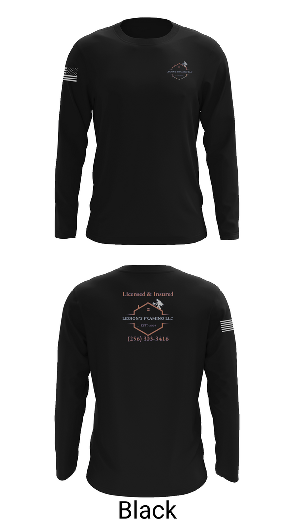 Long Sleeve Performance Shirt, LEGION'S FRAMING LLC, , Teamtime, Team time, sublimation, custom sports apparel, team uniforms, spirit wear, spiritwear, sports uniforms, custom shirts, team store, custom team store, fundraiser sports, apparel fundraiser