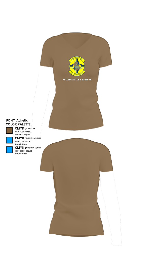 Women's Short Sleeve Vneck Shirt, 49 COMPTROLLER SQUADRON, , Teamtime, Team time, sublimation, custom sports apparel, team uniforms, spirit wear, spiritwear, sports uniforms, custom shirts, team store, custom team store, fundraiser sports, apparel fundraiser