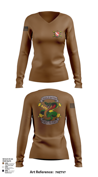 Womens Long Sleeve Vneck Shirt, 1-7FA Cobra Btry, , Teamtime, Team time, sublimation, custom sports apparel, team uniforms, spirit wear, spiritwear, sports uniforms, custom shirts, team store, custom team store, fundraiser sports, apparel fundraiser