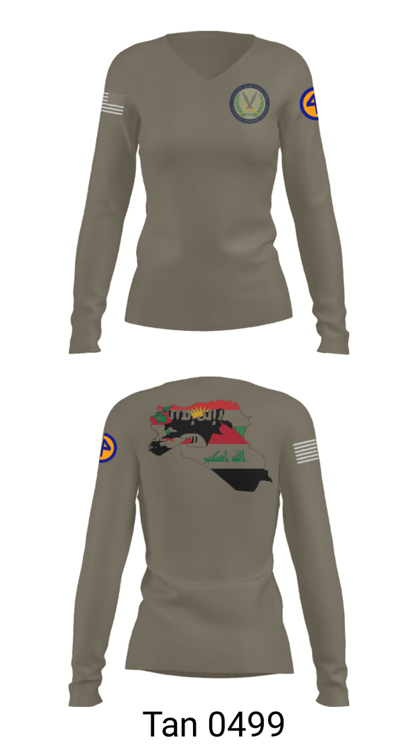Women's Long Sleeve Vneck Shirt, 44th ICBT, National Guard, Teamtime, Team time, sublimation, custom sports apparel, team uniforms, spirit wear, spiritwear, sports uniforms, custom shirts, team store, custom team store, fundraiser sports, apparel fundraiser