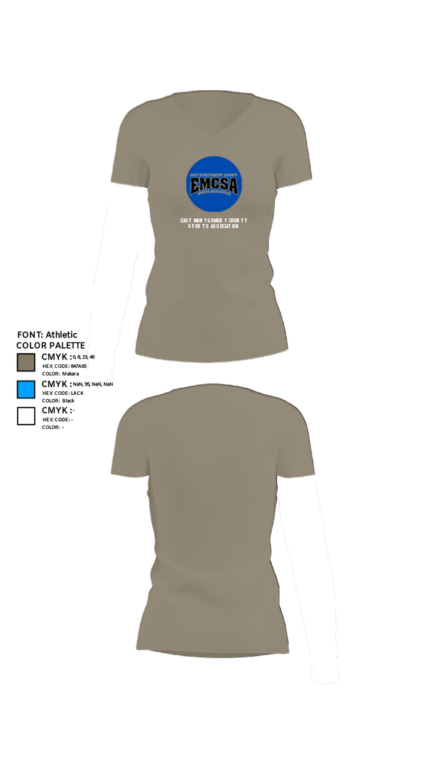 Women's Short Sleeve Vneck Shirt, East Montgomery County Sports Association, Spirit Store, Teamtime, Team time, sublimation, custom sports apparel, team uniforms, spirit wear, spiritwear, sports uniforms, custom shirts, team store, custom team store, fundraiser sports, apparel fundraiser