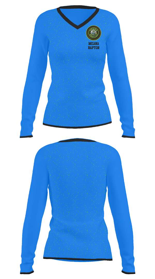 Womens Long Sleeve Vneck Shirt, meana raptor, Golf, Teamtime, Team time, sublimation, custom sports apparel, team uniforms, spirit wear, spiritwear, sports uniforms, custom shirts, team store, custom team store, fundraiser sports, apparel fundraiser