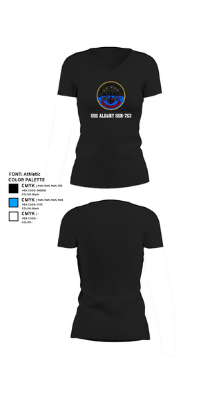 Womens Short Sleeve Vneck Shirt, USS ALBANY SSN-753, , Teamtime, Team time, sublimation, custom sports apparel, team uniforms, spirit wear, spiritwear, sports uniforms, custom shirts, team store, custom team store, fundraiser sports, apparel fundraiser