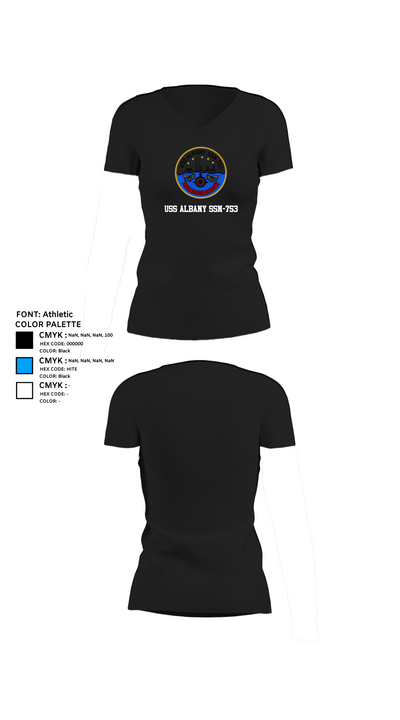 USS ALBANY SSN-753 81677877 Women's Short Sleeve V-neck Shirt - 23