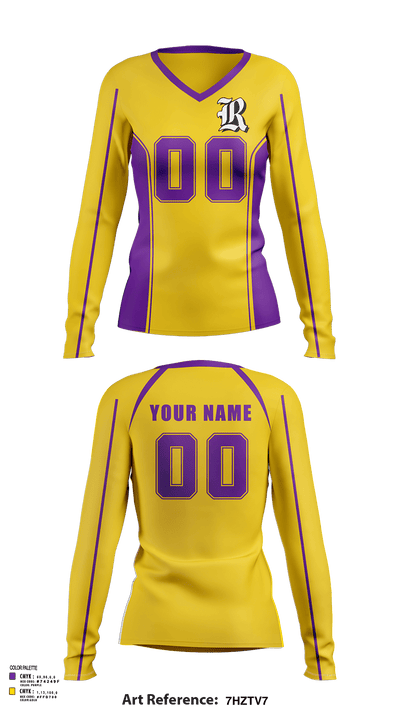 Reynoldsburg Volleyball 9804272 Women's Long Sleeve V-neck Shirt -1 132