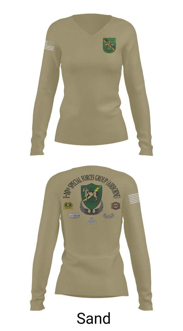 Womens Long Sleeve Vneck Shirt, 1-10 SFG FSC, Army, Teamtime, Team time, sublimation, custom sports apparel, team uniforms, spirit wear, spiritwear, sports uniforms, custom shirts, team store, custom team store, fundraiser sports, apparel fundraiser