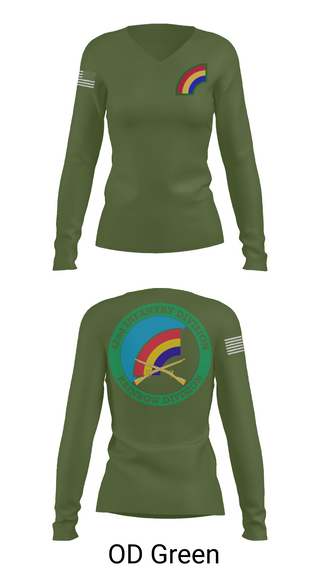Womens Long Sleeve Vneck Shirt, 42nd ID, Army, Teamtime, Team time, sublimation, custom sports apparel, team uniforms, spirit wear, spiritwear, sports uniforms, custom shirts, team store, custom team store, fundraiser sports, apparel fundraiser