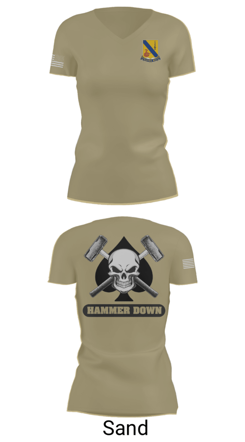 Women's Short Sleeve Vneck Shirt, 2-14 CAV ACE HIGH, Army, Teamtime, Team time, sublimation, custom sports apparel, team uniforms, spirit wear, spiritwear, sports uniforms, custom shirts, team store, custom team store, fundraiser sports, apparel fundraiser
