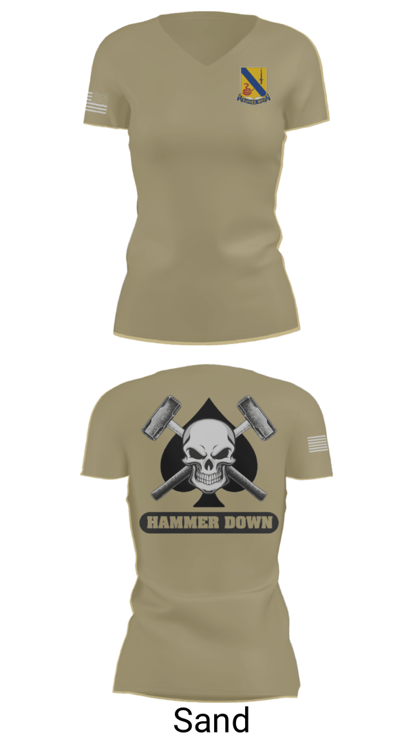 Women's Short Sleeve Vneck Shirt, 2-14 CAV ACE HIGH, Army, Teamtime, Team time, sublimation, custom sports apparel, team uniforms, spirit wear, spiritwear, sports uniforms, custom shirts, team store, custom team store, fundraiser sports, apparel fundraiser