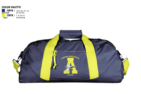 Duffle Bag, Airport High School Cheer, Cheer, Teamtime, Team time, sublimation, custom sports apparel, team uniforms, spirit wear, spiritwear, sports uniforms, custom shirts, team store, custom team store, fundraiser sports, apparel fundraiser