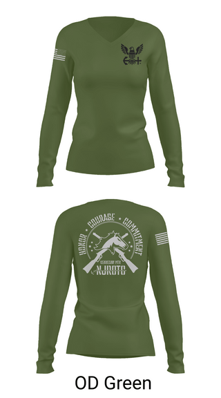 Womens Long Sleeve Vneck Shirt, Kennesaw Mountain NJROTC, Navy, Teamtime, Team time, sublimation, custom sports apparel, team uniforms, spirit wear, spiritwear, sports uniforms, custom shirts, team store, custom team store, fundraiser sports, apparel fundraiser