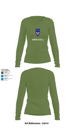 Women's Long Sleeve Vneck Shirt, 539th CTC(L), Army, Teamtime, Team time, sublimation, custom sports apparel, team uniforms, spirit wear, spiritwear, sports uniforms, custom shirts, team store, custom team store, fundraiser sports, apparel fundraiser