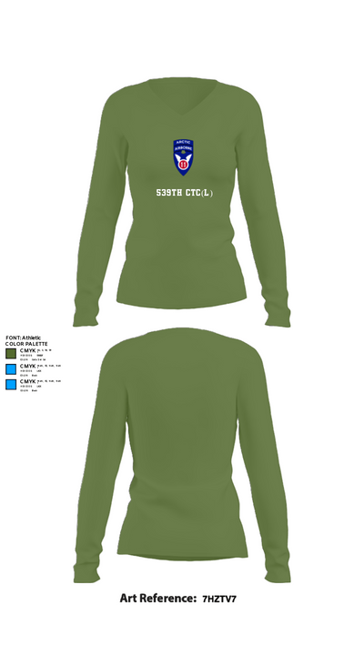 539th CTC(L) 64656051 Women's Long Sleeve V-neck Shirt - 42