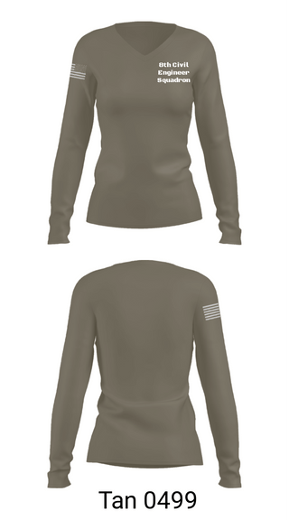 Women's Long Sleeve Vneck Shirt, 8th Civil Engineer Squadron, Air Force, Teamtime, Team time, sublimation, custom sports apparel, team uniforms, spirit wear, spiritwear, sports uniforms, custom shirts, team store, custom team store, fundraiser sports, apparel fundraiser