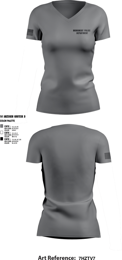 Monument Police Department 10917118 Women's Short Sleeve V-neck Shirt - 3