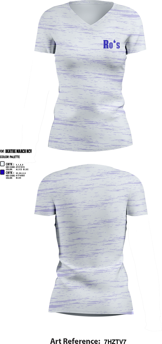 Womens Short Sleeve Vneck Shirt, Ro‘s, , Teamtime, Team time, sublimation, custom sports apparel, team uniforms, spirit wear, spiritwear, sports uniforms, custom shirts, team store, custom team store, fundraiser sports, apparel fundraiser