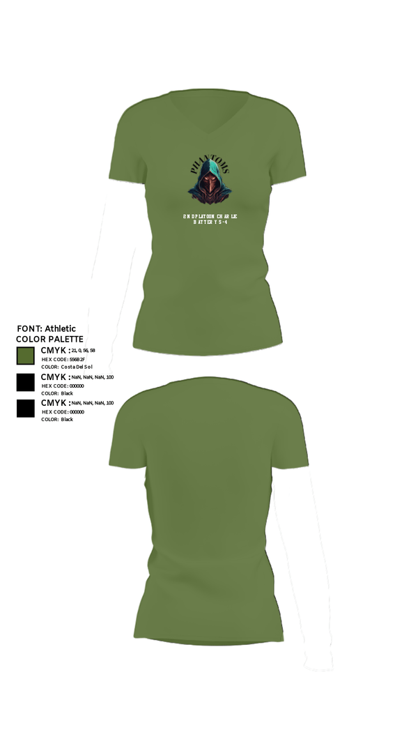 Womens Short Sleeve Vneck Shirt, 2nd Platoon Charlie Battery 5-4, Army, Teamtime, Team time, sublimation, custom sports apparel, team uniforms, spirit wear, spiritwear, sports uniforms, custom shirts, team store, custom team store, fundraiser sports, apparel fundraiser