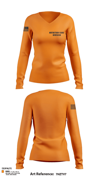 Womens Long Sleeve Vneck Shirt 1, NUTRITION CARE DIVISION, Army, Teamtime, Team time, sublimation, custom sports apparel, team uniforms, spirit wear, spiritwear, sports uniforms, custom shirts, team store, custom team store, fundraiser sports, apparel fundraiser