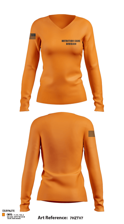 NUTRITION CARE DIVISION 12650051 Women's Long Sleeve V-neck Shirt -1 135