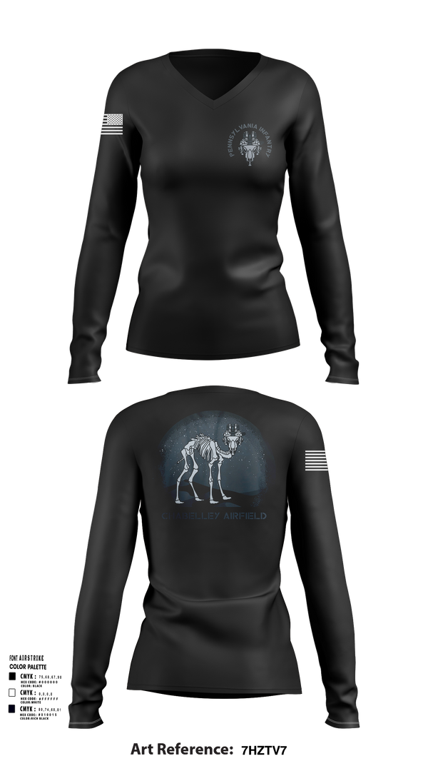 Womens Long Sleeve Vneck Shirt, 1-112 INF Assassins, , Teamtime, Team time, sublimation, custom sports apparel, team uniforms, spirit wear, spiritwear, sports uniforms, custom shirts, team store, custom team store, fundraiser sports, apparel fundraiser