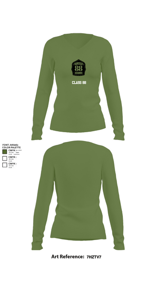 Womens Long Sleeve Vneck Shirt, Class 88, Air Force, Teamtime, Team time, sublimation, custom sports apparel, team uniforms, spirit wear, spiritwear, sports uniforms, custom shirts, team store, custom team store, fundraiser sports, apparel fundraiser