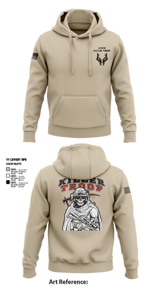 Hoodie, 3/2CR Killer Troop, Army, Teamtime, Team time, sublimation, custom sports apparel, team uniforms, spirit wear, spiritwear, sports uniforms, custom shirts, team store, custom team store, fundraiser sports, apparel fundraiser