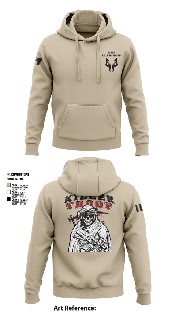 Hoodie, 3/2CR Killer Troop, Army, Teamtime, Team time, sublimation, custom sports apparel, team uniforms, spirit wear, spiritwear, sports uniforms, custom shirts, team store, custom team store, fundraiser sports, apparel fundraiser