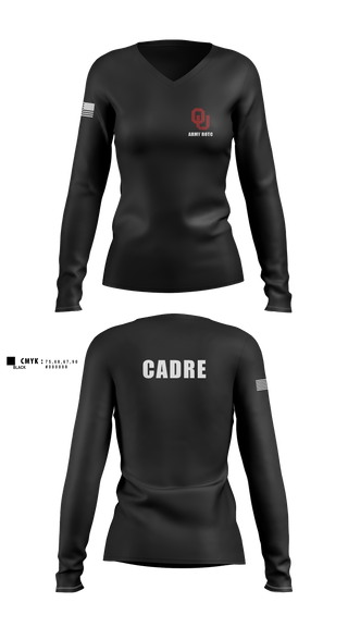 Womens Long Sleeve Vneck Shirt, OU Army ROTC, Army, Teamtime, Team time, sublimation, custom sports apparel, team uniforms, spirit wear, spiritwear, sports uniforms, custom shirts, team store, custom team store, fundraiser sports, apparel fundraiser