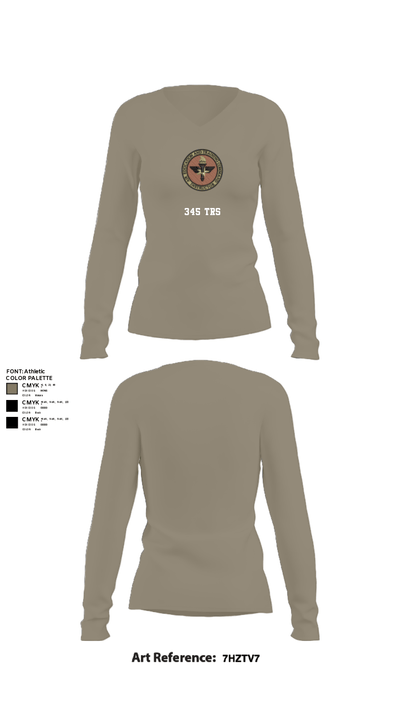 345 TRS 70386856 Women's Long Sleeve V-neck Shirt - 62