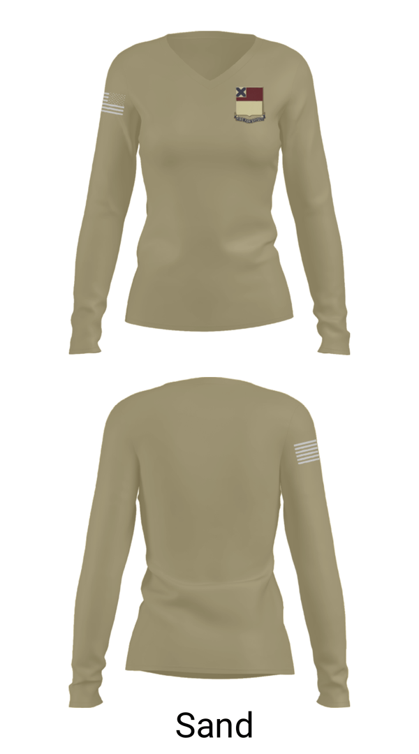 Womens Long Sleeve Vneck Shirt, HHD 166th Regiment, Army, Teamtime, Team time, sublimation, custom sports apparel, team uniforms, spirit wear, spiritwear, sports uniforms, custom shirts, team store, custom team store, fundraiser sports, apparel fundraiser