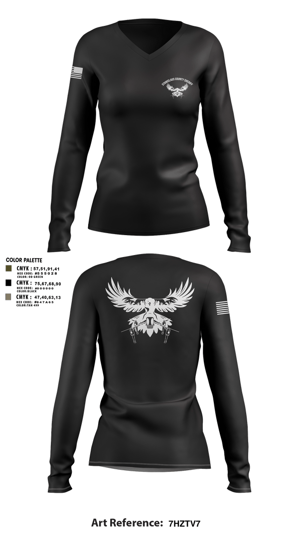 Women's Long Sleeve Vneck Shirt, Stanislaus County Sheriff, Police, Teamtime, Team time, sublimation, custom sports apparel, team uniforms, spirit wear, spiritwear, sports uniforms, custom shirts, team store, custom team store, fundraiser sports, apparel fundraiser
